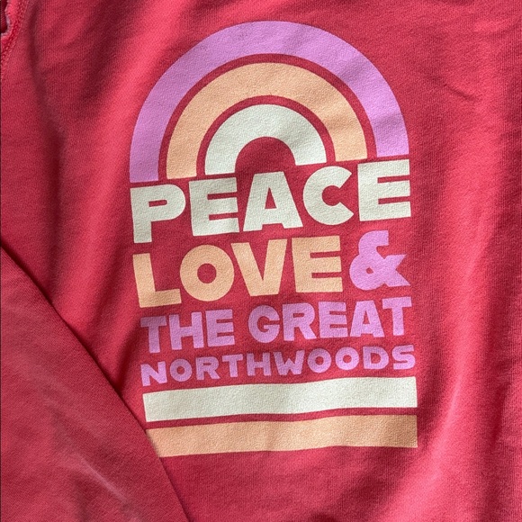 Peace Love Great Northwoods Orange Crew Sweatshirt - Picture 2 of 8
